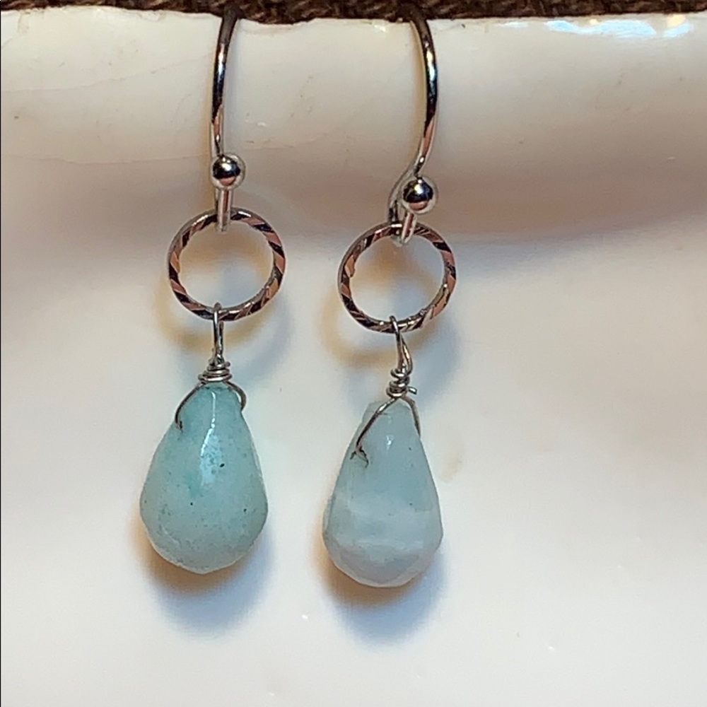 Larimar classic minimalist tear drop earrings